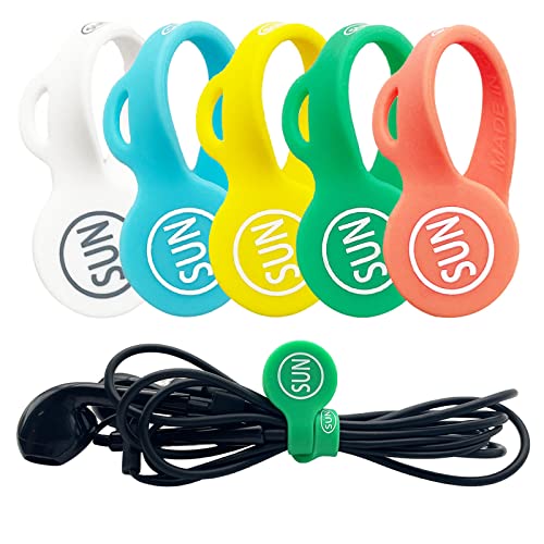SUNFICON Cable Organizers Clips Magnetic Earbuds Cords Winder Bookmark Clips Whiteboard Noticeboard Fridge Magnets USB Cable Manager Ties Straps for Home,Office,School 5 Pack Assorted Light Colors - Image 2
