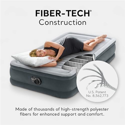 Intex 67765ED Dura-Beam Deluxe Comfort-Plush Mid-Rise Air Mattress : Fiber-Tech – Twin Size – Built-in Electric Pump – 13in Bed Height – 300lb Weight Capacity - Image 5