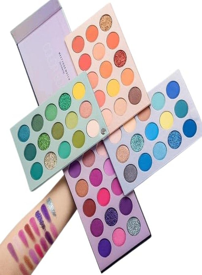 SKINPLUS Eyeshadow Palette 60 Color + 10 Pieces Makeup Brushes Set with Blender Sponge and Brush Cleaner - Multicolor - Image 3