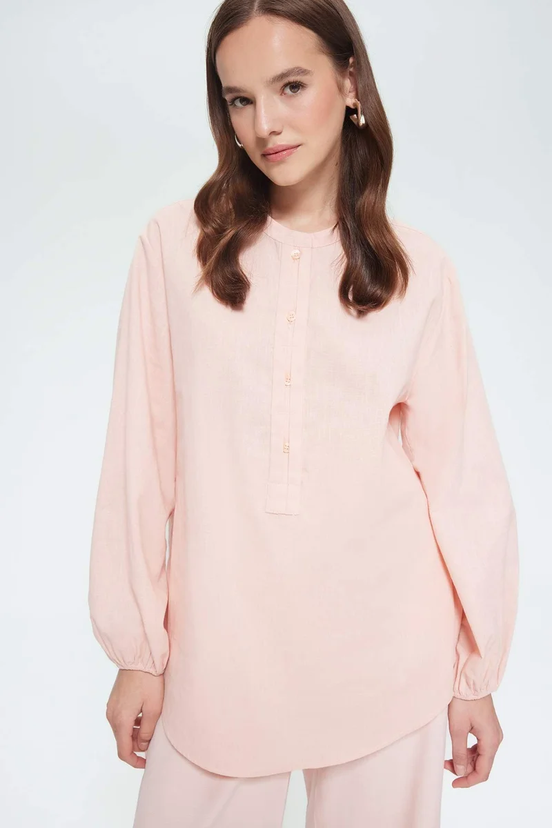 ديفاكتو Regular Fit Flam Cotton Long Sleeve Shirt Tunic