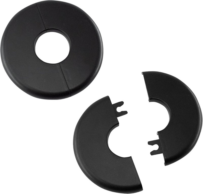 bociloy Wall Split Flange 26mm/1"Diameter, ABS Round Self-Adhesive Escutcheon Plate, Wall Hole Decoration Cover, Water Pipe Plate Cover, Black, 2PCS - Image 1
