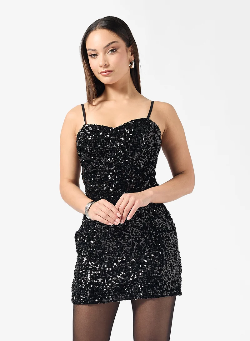 ONLY Sequin Detail Strappy Mini Dress