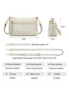 Kattee Leather Crossbody Bags For Women, Small Wristlet Purses For Women, Beige  - Image 3