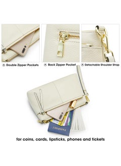 Kattee Leather Crossbody Bags For Women, Small Wristlet Purses For Women, Beige  - Image 5