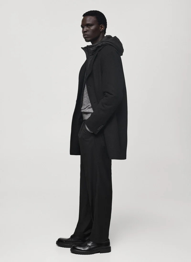مانجو مان Coat Mathis Button Detailed Hood Detailed Coat