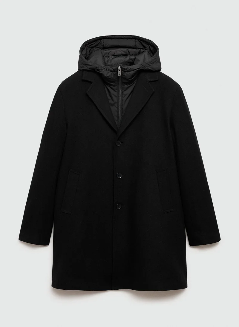 مانجو مان Coat Mathis Button Detailed Hood Detailed Coat