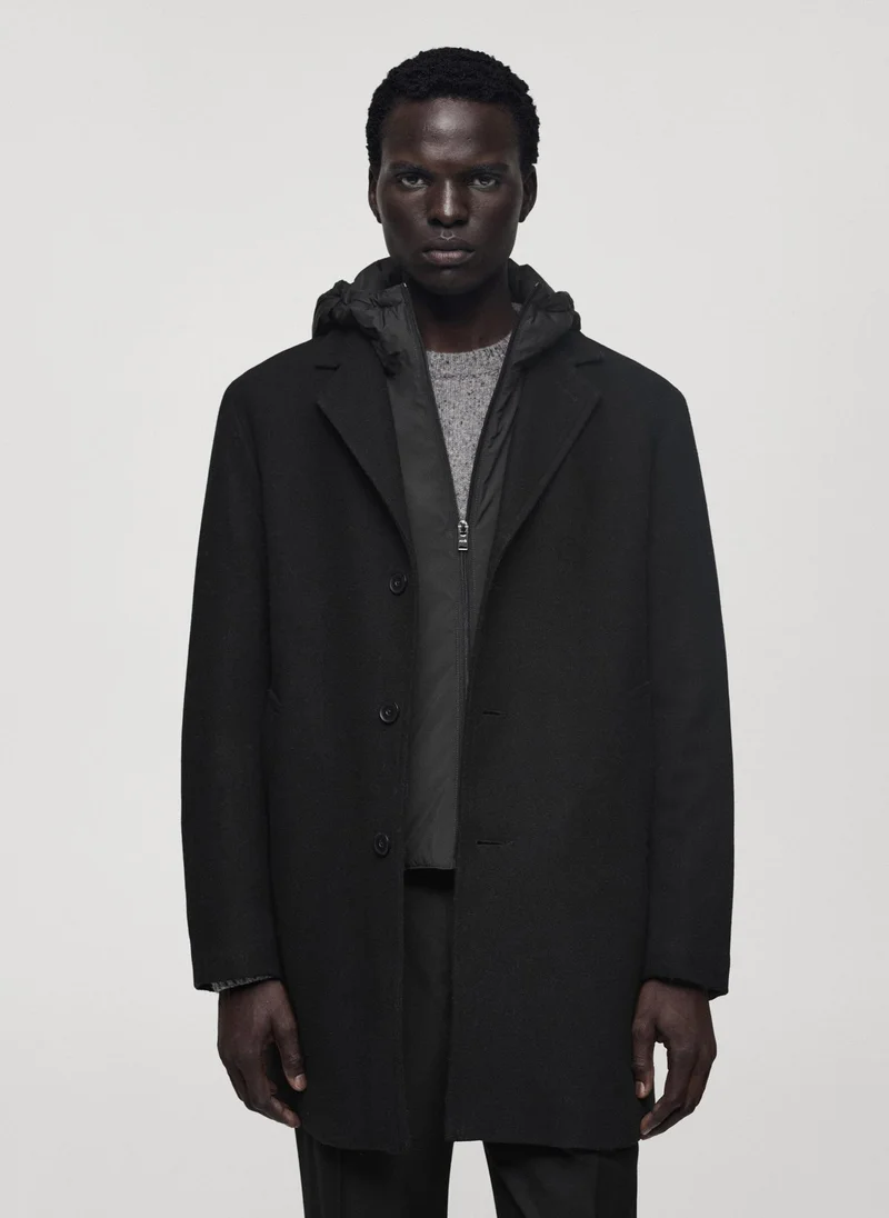 Mango Man Coat Mathis Button Detailed Hood Detailed Coat