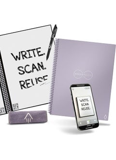 Rocketbook Core Reusable Smart Notebook Innovative Eco Friendly Digitally Connected Notebook With Cloud Sharing Capabilities Lined 8.5" X 11" 32 Pg Lightspeed Lilac With Pen Cloth And App  - Image 1