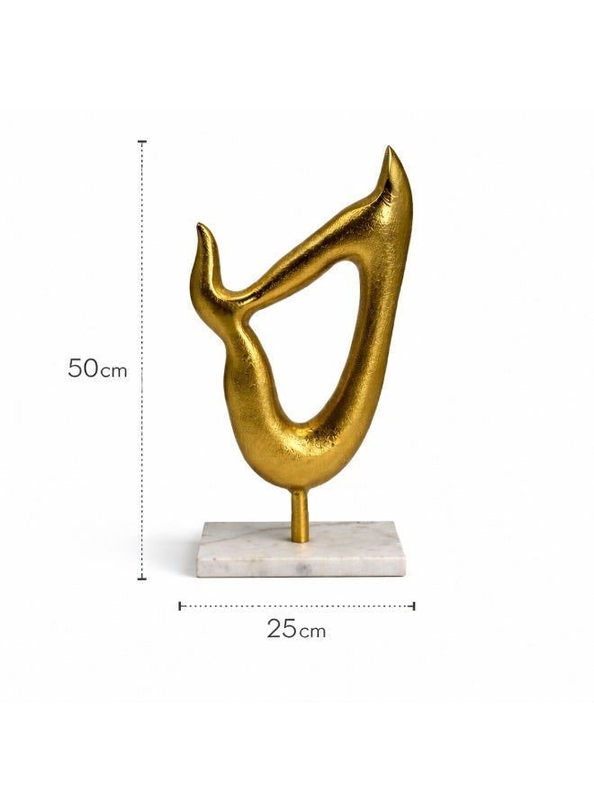Handmade Abstract Decor Sculpture with Gold Aluminum Finish and Marble Base - Image 3