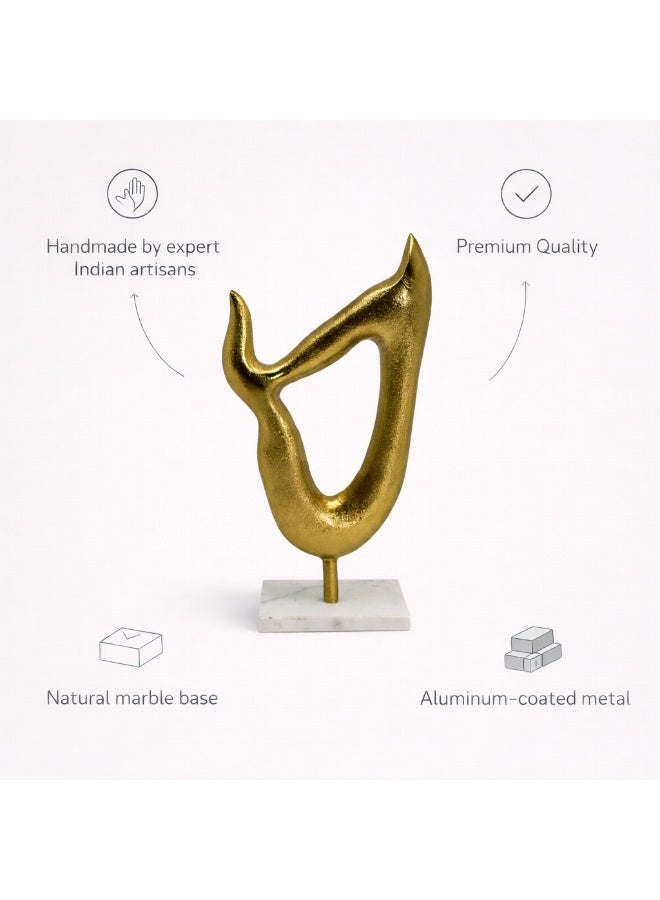 Handmade Abstract Decor Sculpture with Gold Aluminum Finish and Marble Base - Image 5