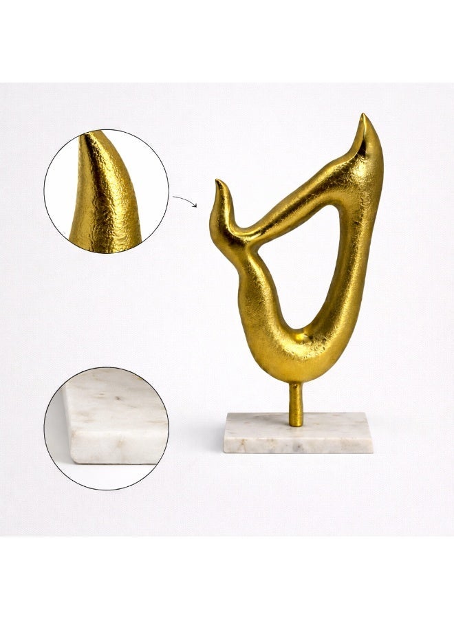 Handmade Abstract Decor Sculpture with Gold Aluminum Finish and Marble Base - Image 4