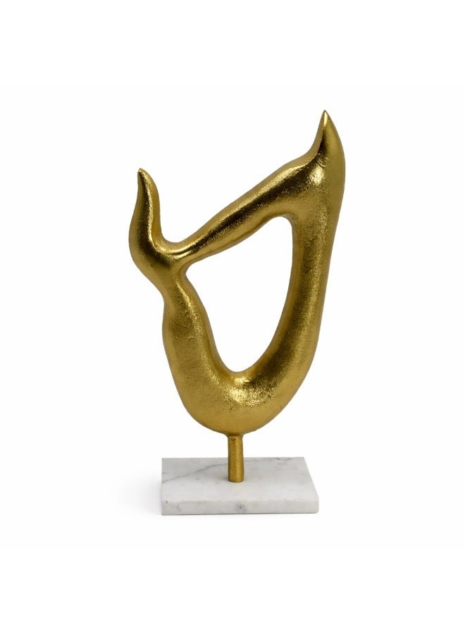 Handmade Abstract Decor Sculpture with Gold Aluminum Finish and Marble Base - Image 2