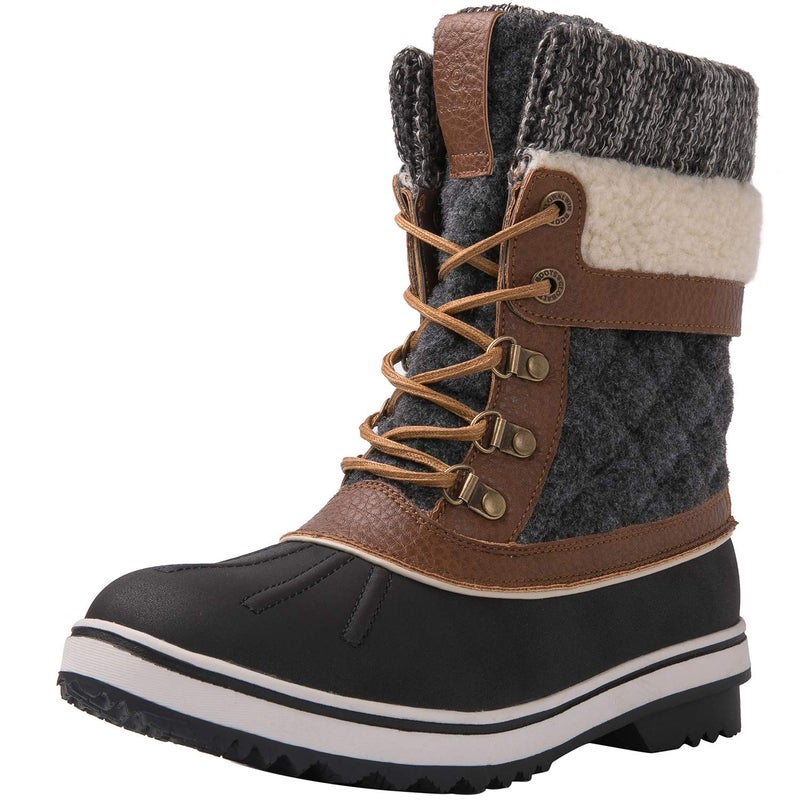 GLOBALWIN Snow Boots For Women Brown/Grey Women's Winter Boots 5.5M - Image 1