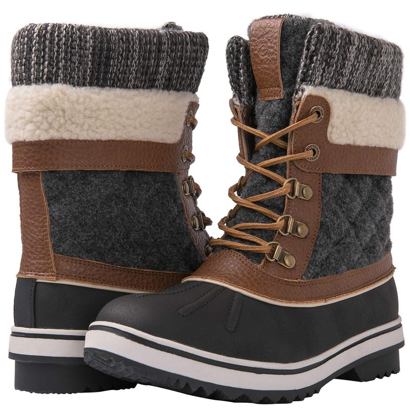GLOBALWIN Snow Boots For Women Brown/Grey Women's Winter Boots 5.5M - Image 3