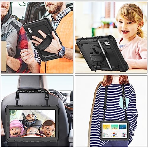 SEYMAC stock Case for Lenovo Tab M9 (TB-310FU) 2023 with Screen Protector, Drop-Proof Protection Cover with 360° Rotating Stand &Strap [Pen Holder] Case for Lenovo Tab M9 9'' (Black) - Image 5