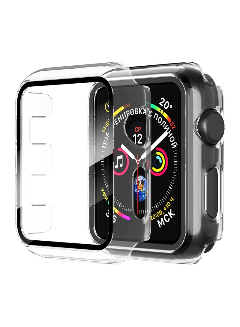 FARROBIZZ 2-Pack for Apple Watch Series 9/8/7/6/5/4/Series SE/SE 2  in mm All-around Screen Protector Case, Tempered Glass Screen Protector Case Ultra-thin for iWatch in mm Protection Cover - Clear - Image 1