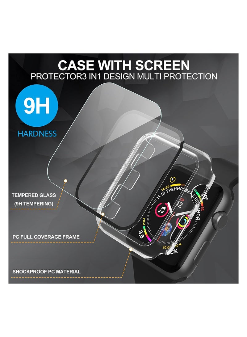 FARROBIZZ 2-Pack for Apple Watch Series 9/8/7/6/5/4/Series SE/SE 2  in mm All-around Screen Protector Case, Tempered Glass Screen Protector Case Ultra-thin for iWatch in mm Protection Cover - Clear - Image 2