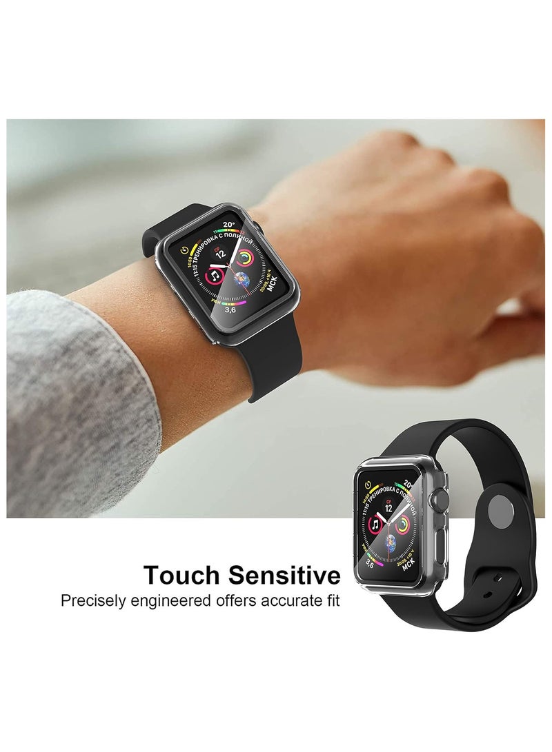 FARROBIZZ 2-Pack for Apple Watch Series 9/8/7/6/5/4/Series SE/SE 2  in mm All-around Screen Protector Case, Tempered Glass Screen Protector Case Ultra-thin for iWatch in mm Protection Cover - Clear - Image 5