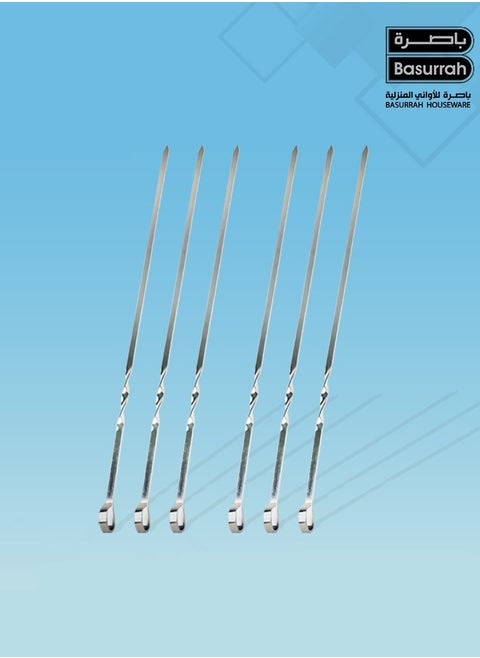 6pcs Stainless Steel Reusable BBQ Skewers Kebab Needle
