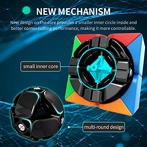 D ETERNAL Cube 2x2 Stickerless Magic Speedcube for Kids & Adults with Cube Stand and Protecting Pouch Bag Combo Set (2x2+Stand+Bag) - Image 2