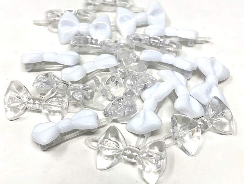 Tara Girls Self Hinge Plastic Mini Bow Hair Barrettes - White & Clear - 20 Pcs. by Tara - Image 2