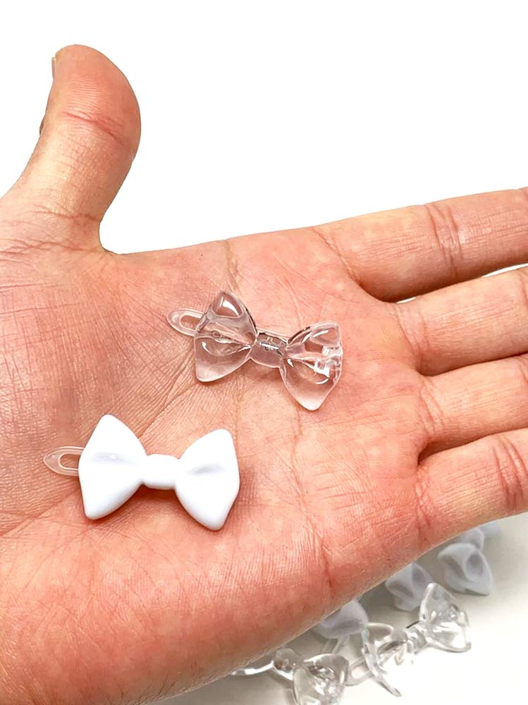 Tara Girls Self Hinge Plastic Mini Bow Hair Barrettes - White & Clear - 20 Pcs. by Tara - Image 3