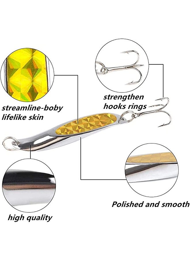 Generic Fishing Lure Set, 5 Pcs Metal Hooks, Lure Sequins Spoons with Hard Bait, Sea Lake Lure Tool for Saltwater Freshwater Trout Bass Salmon Fishing  - Image 3