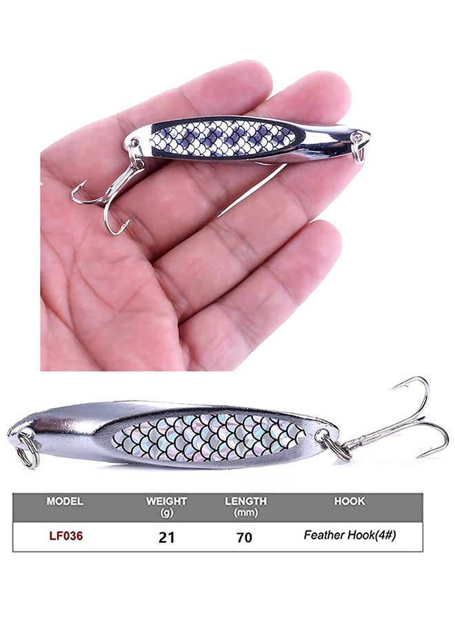 Generic Fishing Lure Set, 5 Pcs Metal Hooks, Lure Sequins Spoons with Hard Bait, Sea Lake Lure Tool for Saltwater Freshwater Trout Bass Salmon Fishing  - Image 2