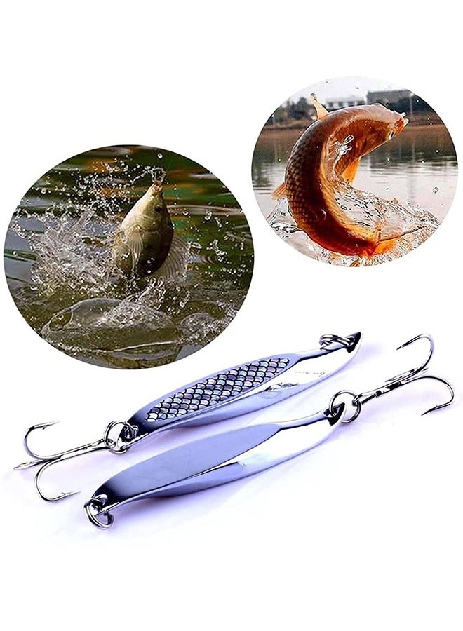 Generic Fishing Lure Set, 5 Pcs Metal Hooks, Lure Sequins Spoons with Hard Bait, Sea Lake Lure Tool for Saltwater Freshwater Trout Bass Salmon Fishing  - Image 5