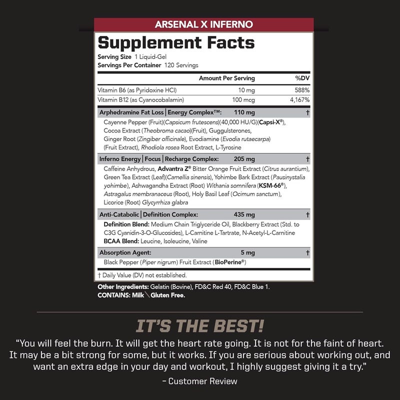 PMD PMD Sports Arsenal X Inferno Superior FastActing Liquid Gel Thermogenic Dietary Supplement  Fat Burner and Muscle Maintenance  Increase Metabolism and Energy Booster  120 Liquid Gels - Image 2