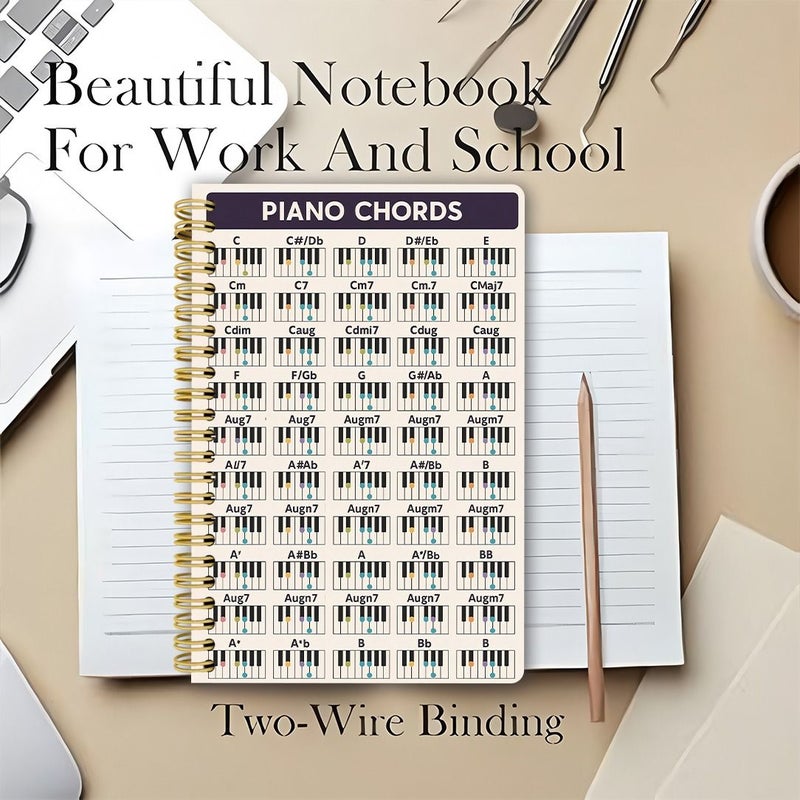Music Themed Piano Chord Notebook Spiral Bound 5.5x8.3in Colorful Music Diary - Image 4