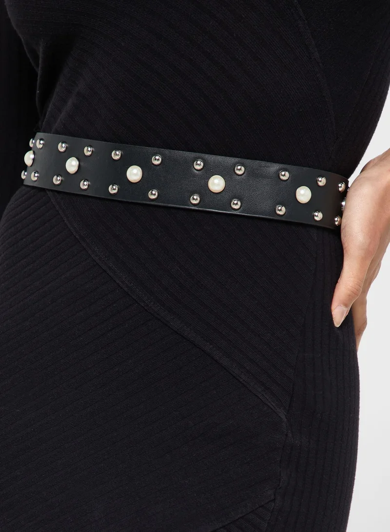 Ginger Pearl Detail Stud Waist Belt