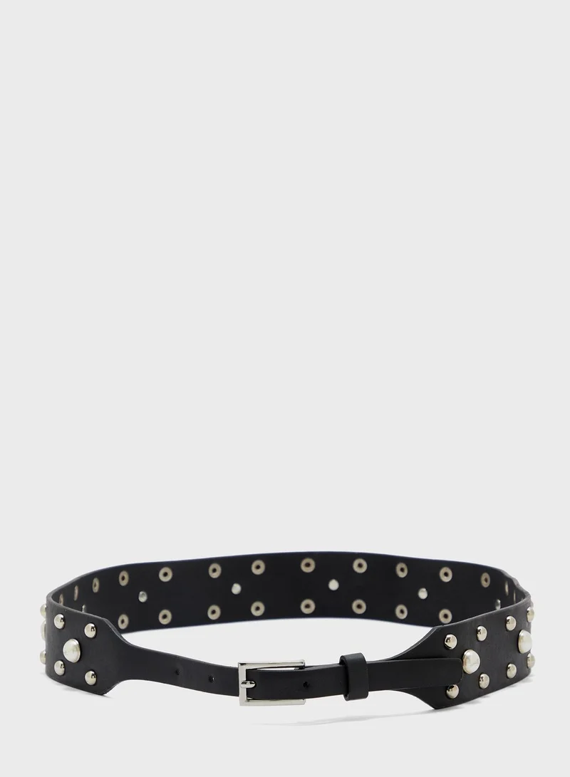 Ginger Pearl Detail Stud Waist Belt