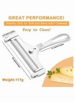 Excefore Cheese Slicer Heavy Duty Adjustable Thickness Stainless Steel Wire Cheese Cutter Angle Adjustable for Soft, Semi Hard Cheeses Kitchen Cooking Tool  - Image 5