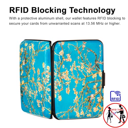 Kaabao Credit Card Holder Small RFID Blocking Wallet Business Metal Slim Mini Aluminum Hard Case for Women Men Gift (Almond Blossoms) - Image 3