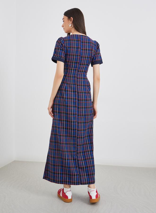 تايك تو فستان طويل بطبعى مربعات - Image 5