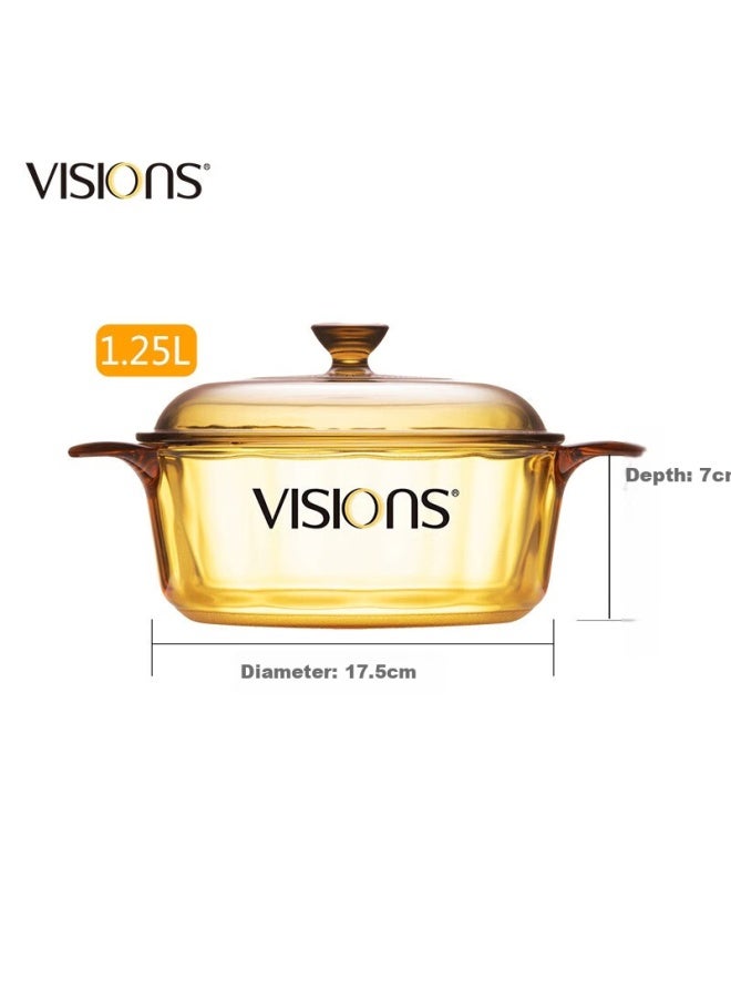 Visions Corning Crystal Clear Transparent Pot 1.25l Small Soup Pot Stew Pot Baby Food Pot Glass Pot Kitchen Essential Vs12 - Image 1