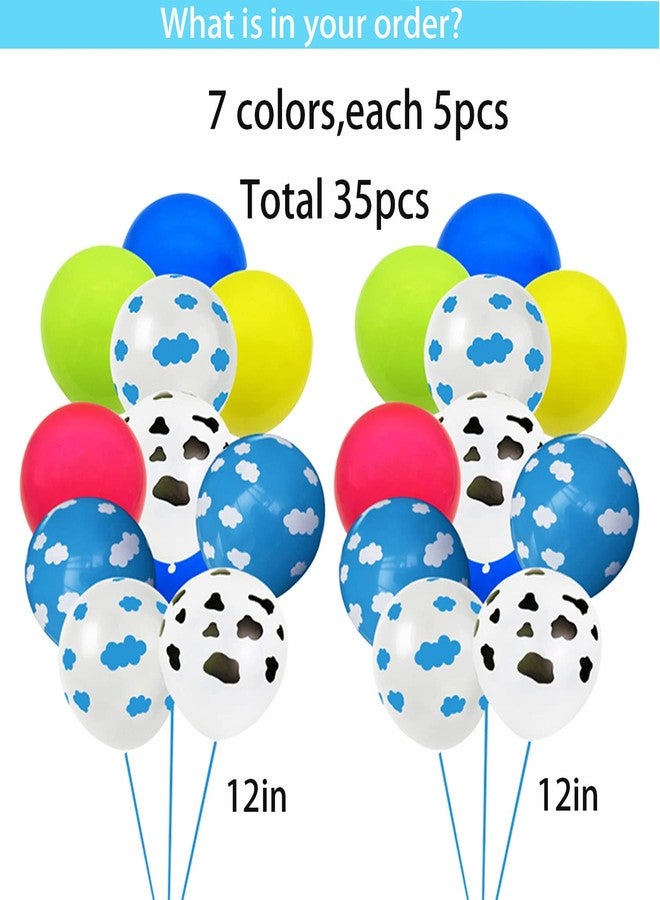 BIGKEOKI Cartoon Story Party Supplies 4th Birthday include Reach Four The Sky Cake Topper Backdrop Cupcake Toppers Balloons Banner for 4th Boys Girls Birthday Decorations - Image 3