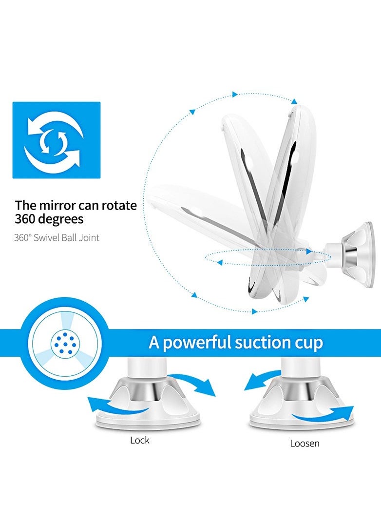 مرآة مكياج مكبرة، شفط بقفل 10 مرات مع ضوء LED، قابلة للحمل، دوران 360 درجة، للسفر المنزلي(امتداد)