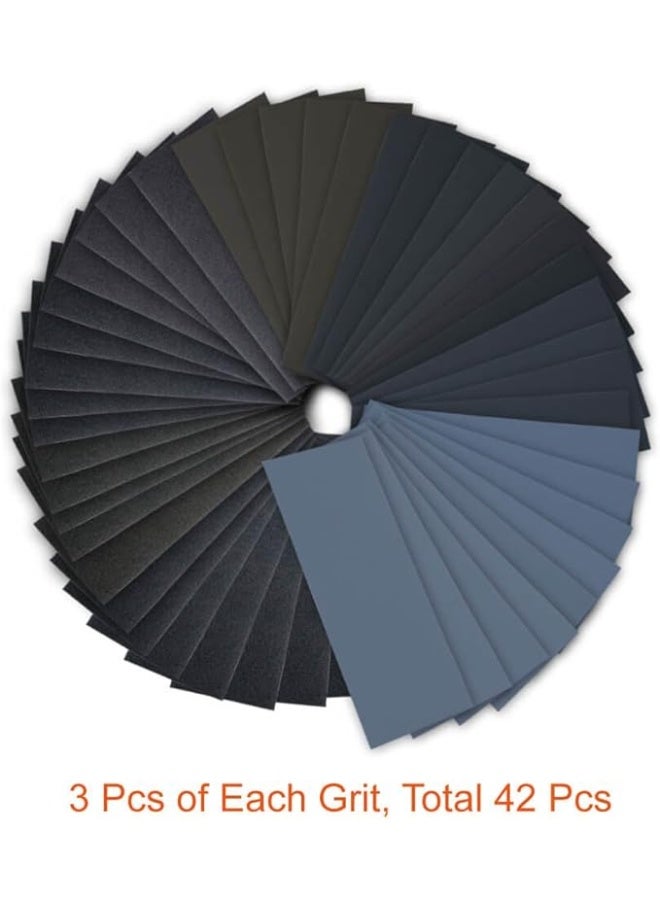 42 Pcs Wet Dry Sandpaper 120 to 3000 Grit Assortment 9 * 3.6 Inches Abrasive Paper Sheets for Automotive Sanding Wood Furniture Finishing - Image 3