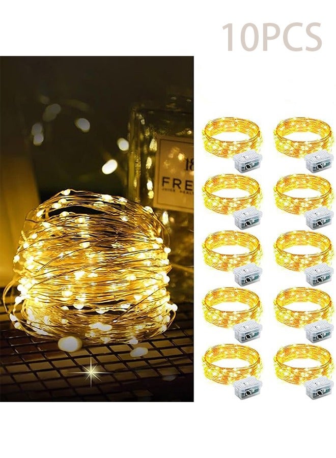 Generic LED Fairy Light 7 Inch 20pcs LED Battery Powered String Light Waterproof Silver Wire Firefly Star Moon Mason Jar For DIY Wedding Party Christmas(Warm White, 10pcs Pack)  - Image 1