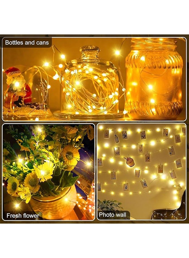 Generic LED Fairy Light 7 Inch 20pcs LED Battery Powered String Light Waterproof Silver Wire Firefly Star Moon Mason Jar For DIY Wedding Party Christmas(Warm White, 10pcs Pack)  - Image 3