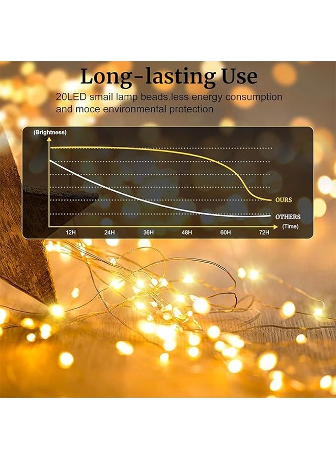 Generic LED Fairy Light 7 Inch 20pcs LED Battery Powered String Light Waterproof Silver Wire Firefly Star Moon Mason Jar For DIY Wedding Party Christmas(Warm White, 10pcs Pack)  - Image 4