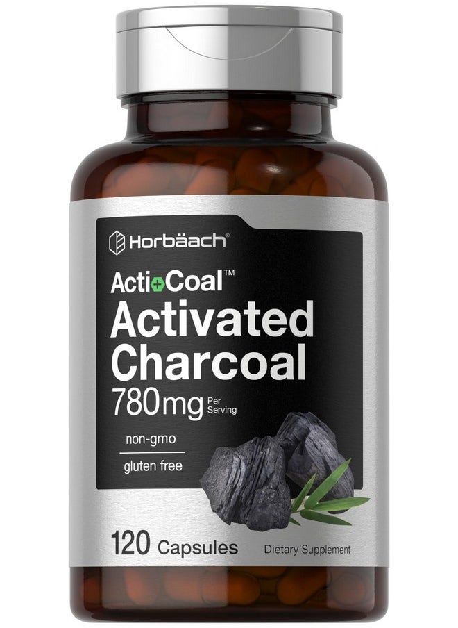 Horbaach Horbäach Charcoal Pills 780mg | 120 Capsules | Activated Charcoal from Coconut Shells | Non-GMO and Gluten Free | Acti-Coal  - Image 1