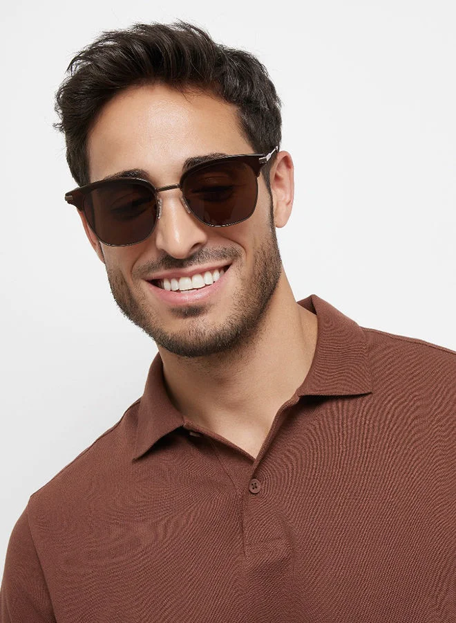 30Sundays 30Sundays FOSSIL,Men Sunglasses, Square Sunglasses, UV Protection: UV400 (Brown,Brown)
