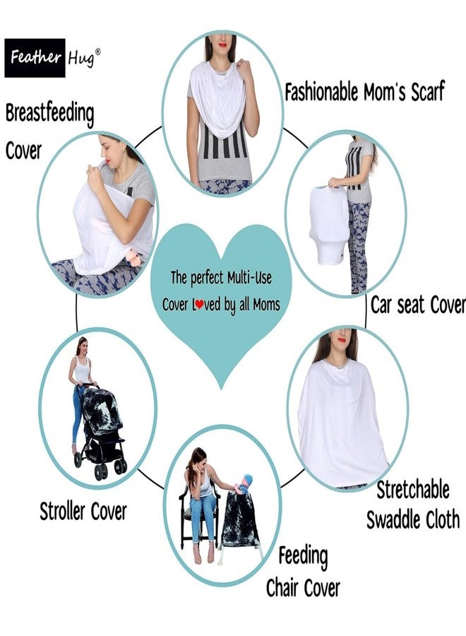 Feather Hug® 360° Premium Nursing Cover for Breastfeeding - Feeding Apron for mom, Stretchy Feeding Cover for Mother, Real Breathable Breast Feeding Cover (White) - Image 2