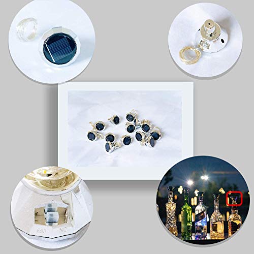 VOOKRY Solar Wine Bottle Lights with Cork 8 Pack 20 LEDs Fairy Lights String Silver Wire Light,for Party,Christmas,Mother's Day,Wedding Center or Table Decorations, Warm White - Image 2