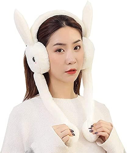 THE DDS STORE (With Blinking Light Moving Earmufuffs With Rabbit Ear In Winter Windproof Girls Ear Warmer Plush Knitted Ear Muffs Hairy Rabbit Ear (Pink) - Image 4