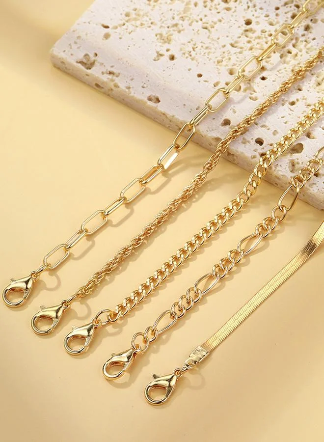 Take Two Pack of 5 - Gold Tone Link Bracelets