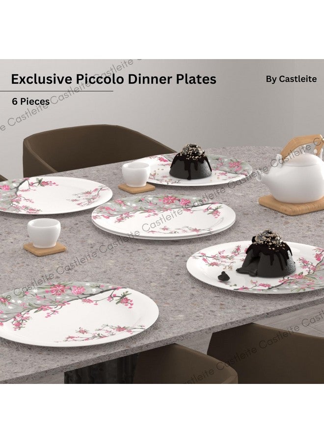 Castleite Piccolo Melamine Dinner Plates Set of 6 - Full Size 11', Break Resistant, Round Designer Plate for Eating or Serving in Home, Kitchen Use or Cafe, Stainless (Rouge Blush) - Image 2